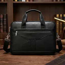 Ділова чоловіча сумка із зернистої шкіри 14886 Vintage чорна