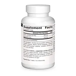 Амінокислота Source Naturals Acetyl L-Carnitine & Alpha-Lipoic Acid 650 мг 30 таб - мініатюра 2
