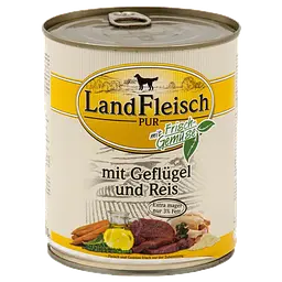 Консерви для собак LandFleisch Adult Dog mit Geflugel und Reis (птиця, рис) 800 г