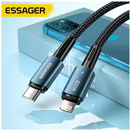 Дата кабель USB-C to Lightning 0.5m 20W black Essager (EXCTL-CGB01) - мініатюра 6