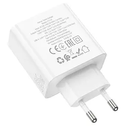 СЗУ HOCO C113A 110-240V, PD65W+Q3.0, USB+Type-C, White, Box - мініатюра 5