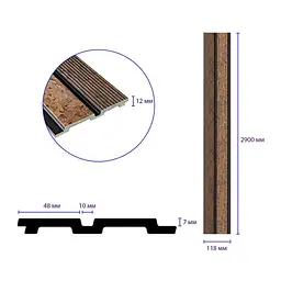 Рейка декоративна Sticker Wall PS 2900х118х12мм Коричневий із золотими прожилками SW-00001749 - мініатюра 3