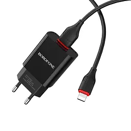 Зарядний пристрій Borofone BA20A USB чорний + кабель USB to Lightning - мініатюра 2