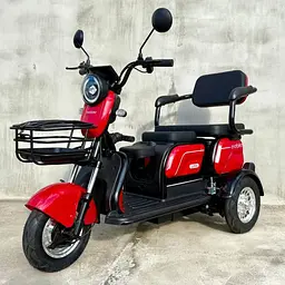 Електроскутер триколісний EVOBIKE Luna TRIO PRO 1200W 60V 20Ah (2026) зі знімним графеновим акумулятором та пасажирським сидінням | Червоний