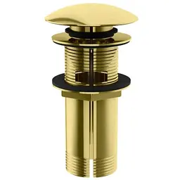 Донний клапан для раковини Kohlman click-clack brushed gold з переливом KOREK EGDB, Золотий - мініатюра 1