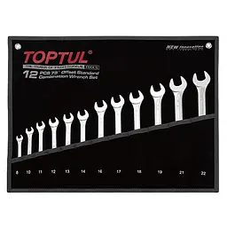 Комплект ключів комбінованих (кут 75 °) 12шт. 8-22мм (чорний чохол) Toptul hoz0007937