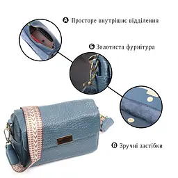 Жіноча шкіряна сумка з плечовою лямкою Vintage 22402 синя - мініатюра 8