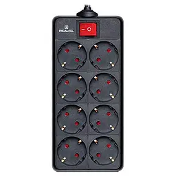 Мережевий фільтр Real-EL RS-8 PROTECT 3.0m Black UAH (EL122300022)