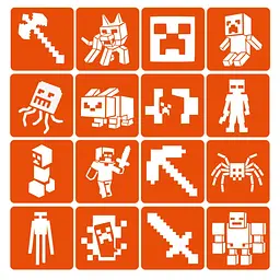 Набір трафаретів для біо-тату "Minecraft" Minecraft-6x6-16, 16 трафаретів