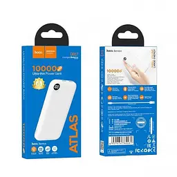 Портативна батарея Power Bank Hoco DB17 ATLAS 2USB/Xiaomicro/Type-C/LCD 10000mAh White - мініатюра 2