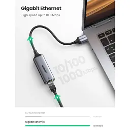 Перехідник USB 3.0 AM to RJ45 Ethernet 1000Mbps CM209 Ugreen (50922) - мініатюра 5