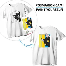 Футболка-розмальовка, Чорний кіт , бавовна 100%, розмір S, ROSA Talent - мініатюра 2