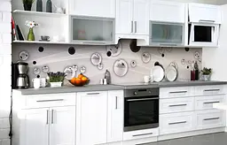 Кухонний фартух Чорно-білі краплі Сфери ПВХ 60х250 см Анотація Сірий Happy Pocket Z182415