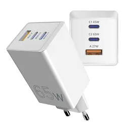 Зарядний пристрій Sigma Mobile PS6501 X-power 65 W GaN, PD, QC, 2xUSB-C, 1xUSB-A, White - мініатюра 2