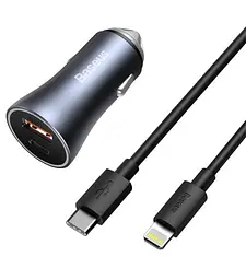 АЗУ Baseus Golden Contactor Pro Dual Quick Charger 40W USB+Type-C+Cable Type-C to Lightning TZCCJD-B0G Grey