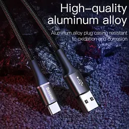 USB Type-C кабель BASEUS з led підсвічуванням 25 см Чорний - мініатюра 5