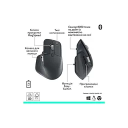 Мишка Logitech MX Master 3S Performance Bluetooth Graphite (910-007501) - мініатюра 6