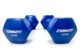 Гантель для фітнесу 5.0 кг EasyFit із вініловим покриттям синя - мініатюра 2