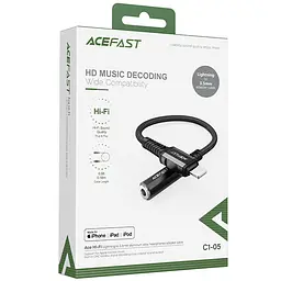 Перехідник Acefast MFI C1-05 Lightning to 3.5mm aluminum alloy Black - мініатюра 4