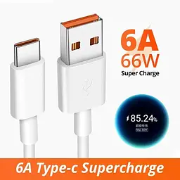 Кабель DK Super Fast Charge 66W / 6A 1m USB на Type-C / USB-C Data Cable для Huawei white - мініатюра 6