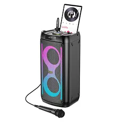 Портативна колонка із мікрофоном Hoco HA6 RGB підсвіткою та TWS акумулятор 4500 mAh Bluetooth 5.3 караоке 30 Вт Чорний - мініатюра 3
