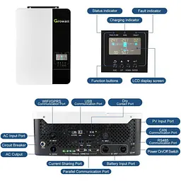 Гібридний сонячний інвертор Growatt SPF 5000ES 48V [153726] - мініатюра 12