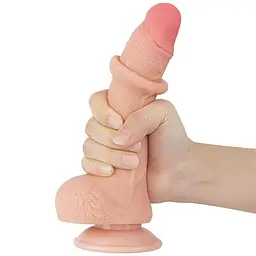 Фалоімітатор - Sliding-Skin Dual Layer Dong 7.5" Flesh #1 - мініатюра 4