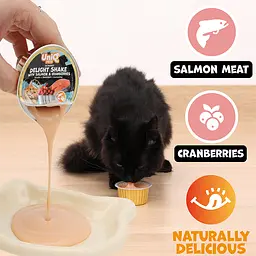 Кремовий вологий корм для кішок UNIQ PETS CAT WET FOOD DELIGHT SHAKE з лососем та журавлиною, 60 г - мініатюра 3