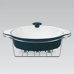 Марміт Maestro MR-11361-74 Керамічна каструля з кришкою 1,5л на підставці овальна 32,5см х 22см Чорний - мініатюра 2