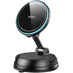 Автотримач з Бездротовий зарядний пристрій WIWU CH-326 Universal Vacuum Suction Magnetic 15W Black