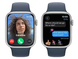Смарт-годинник Apple Watch Series 9 GPS 45mm Silver Aluminum Case w. Storm Blue Sport Band - S/M (MR9D3) - мініатюра 6