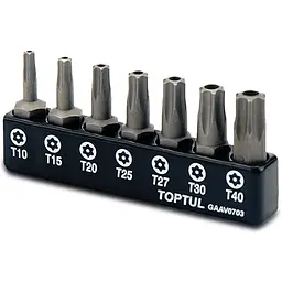 Набір біт TORX з отвором TOPTUL 1/4" 7 од. (T10-T40) GAAV0703
