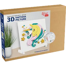 Картина 3D, Зіркова єдиноріжка , МДФ ґрунтоване, 18х18см, ROSA TALENT