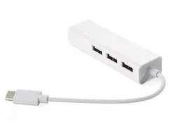 Хаб USB 2.0 Type-C -> 3xUSB 2.0 + RJ45 Fast Ethernet Білий