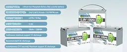Літій-залізо-фосфатний акумулятор TCBWorth 12.8V 100Ah 1280Wh LiFePO4 - мініатюра 4
