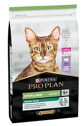 Сухий корм для дорослих котів після стерилізації Purina Pro Plan Sterilised Adult 1+ Renal Plus з індичкою 3 кг (7613033560033)