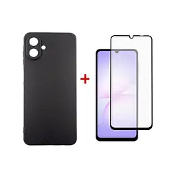 Чохол до мобільного телефона Dengos Carbon Kit for Samsung Galaxy A07 case + glass Black (DG-KM-162) - мініатюра 1