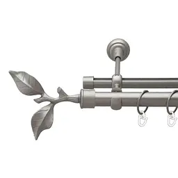Карниз Orvit Листок Троянди металевий дворядний опозитний гладка \ профільна труба кільце металеве Сатин 25\19 мм 240 см (6452732)