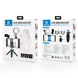 Комплект блогера Puluz PKT3025L 4в1 (кільцеве світло, кріплення, тримач для телефону, мікрофон) - мініатюра 9