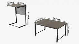 Стіл журнальний приставний Террі Комбо Ferrum-decor 345x662x440 Чорний метал ДСП Дуб Сонома Трюфель 16 мм (FRD-105140) - мініатюра 4