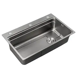 Кухонна мийка з нержавіючої сталі Mixxus MS7546-SET-01 Micro Decor Graphite MI8390, Графит