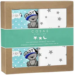 Пелюшки дитячі багаторазові Cosas Star Bear Boy 2 шт 80х100 см (Бязь_МишкаBOYГол_Звездопад)