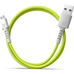 Дата кабель USB 2.0 AM to Micro 5P 1.0m Soft white/lime Pixus (4897058531176) - мініатюра 3