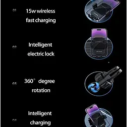 Тримач Awei X43 15W Car Holder Wireless Charger Black - мініатюра 4