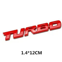 Емблема напис TURBO 120х14 мм Червоний метал на скотчі (Завод) - мініатюра 2
