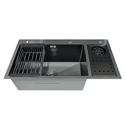Кухонна мийка з нержавіючої сталі Zerix ZH8245-SET-08 Micro Decor Graphite ZM5594, Графит