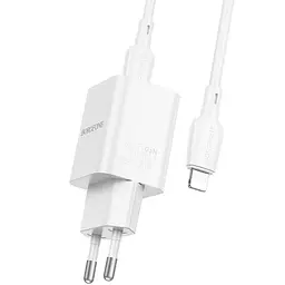 МЗП BN14 Royal PD30W+QC3.0 (1USB-A/1C) + кабель Type-C to Lightning White Borofone teh0029626 - мініатюра 3