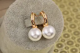 Сережки Xuping Jewelry страйт колечко з перлиною 12 мм 2,5 см золотисті