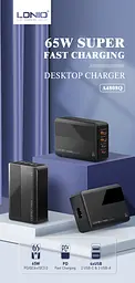 Мережевий зарядний пристрій 65W LED NewBrand A4808Q (33429-01_674) - мініатюра 7