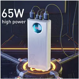 Зарядний пристрій Baseus Amblight Digital Display Quick Charge 65W 30000mAh (Білий) - мініатюра 9